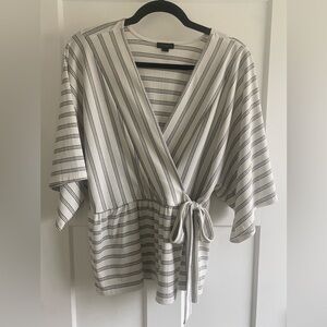 Striped Wrap Top with Tie Waist